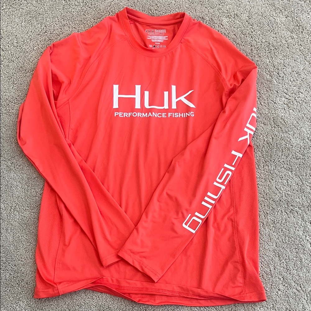 Huk Vibrant Red Performance Fishing Shirt